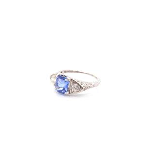 Bague vintage saphir non chauffé et diamants