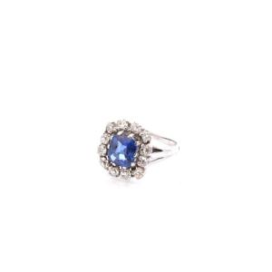 Ring With An Unheated Burmese Sapphire And Diamonds