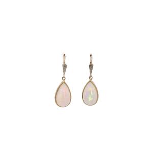 Boucles d’oreilles opales et roses de diamants