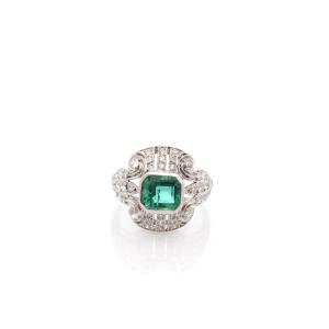 Bague émeraude de 1,84cts et diamants