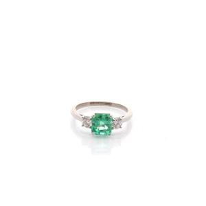 Bague émeraude de 1,42cts et diamants
