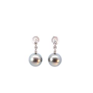 Earrings With Tahitian Cultured Pearls And Diamonds
