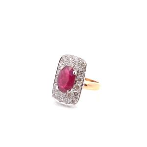 Bague rubis de 5,42cts et diamants