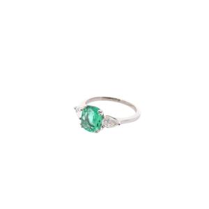 Bague émeraude de 1,45cts et diamants