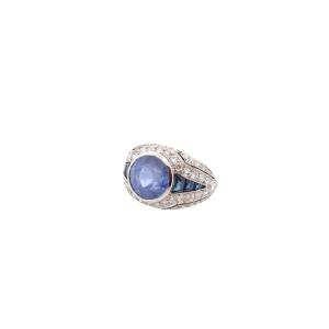 Bague saphir non chauffé de 8,13cts et diamants