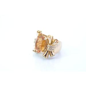 Bague vintage citrine de 8,60cts en or