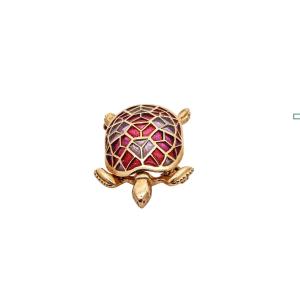 18k Gold And Enamel Turtle Brooch