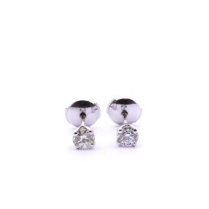 Puces D’oreilles Diamants En Or Blanc