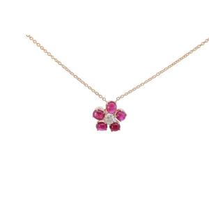 18k Gold Necklace With Burmese Rubies And Diamonds