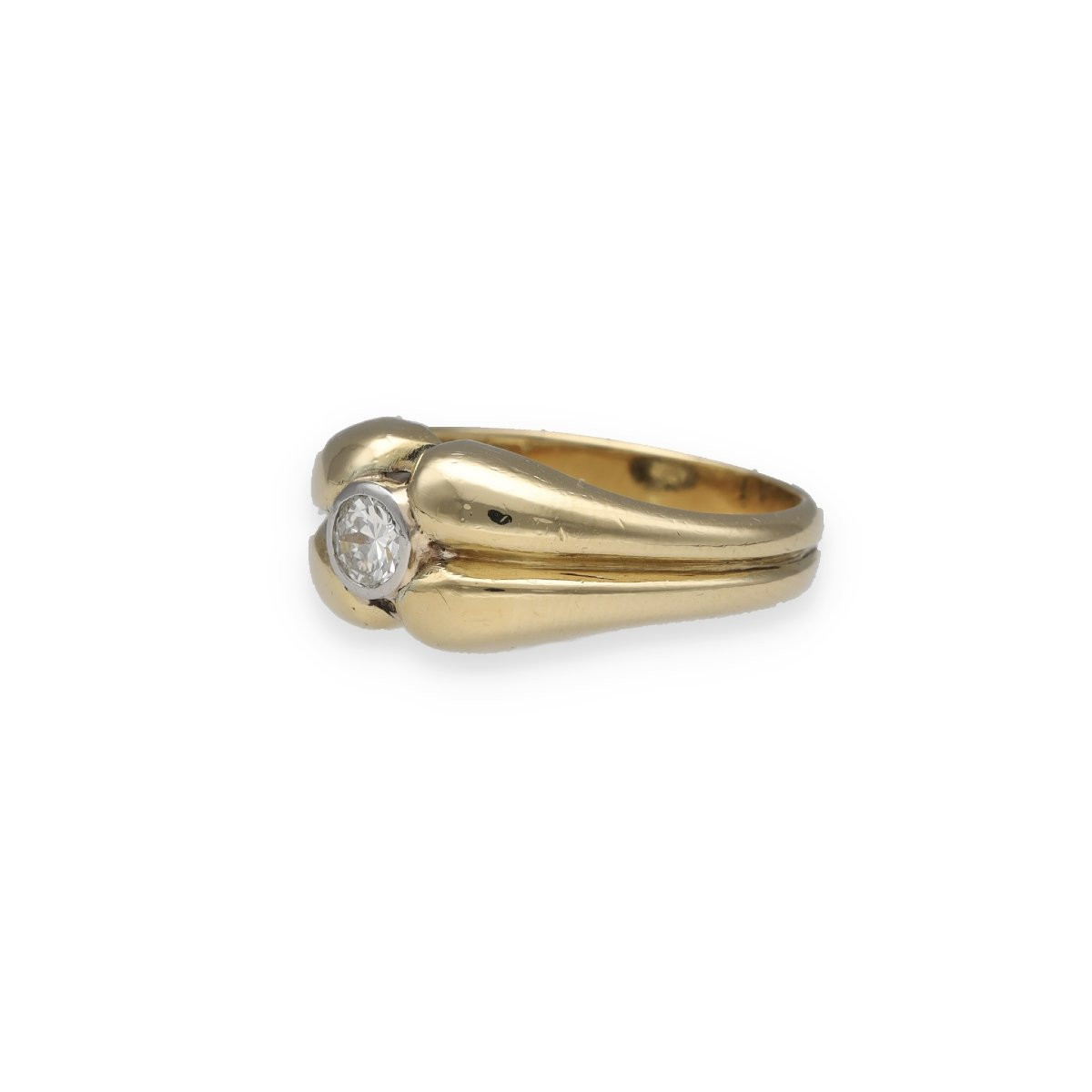 Yellow Gold Bangle Ring Set With A Diamond-photo-2