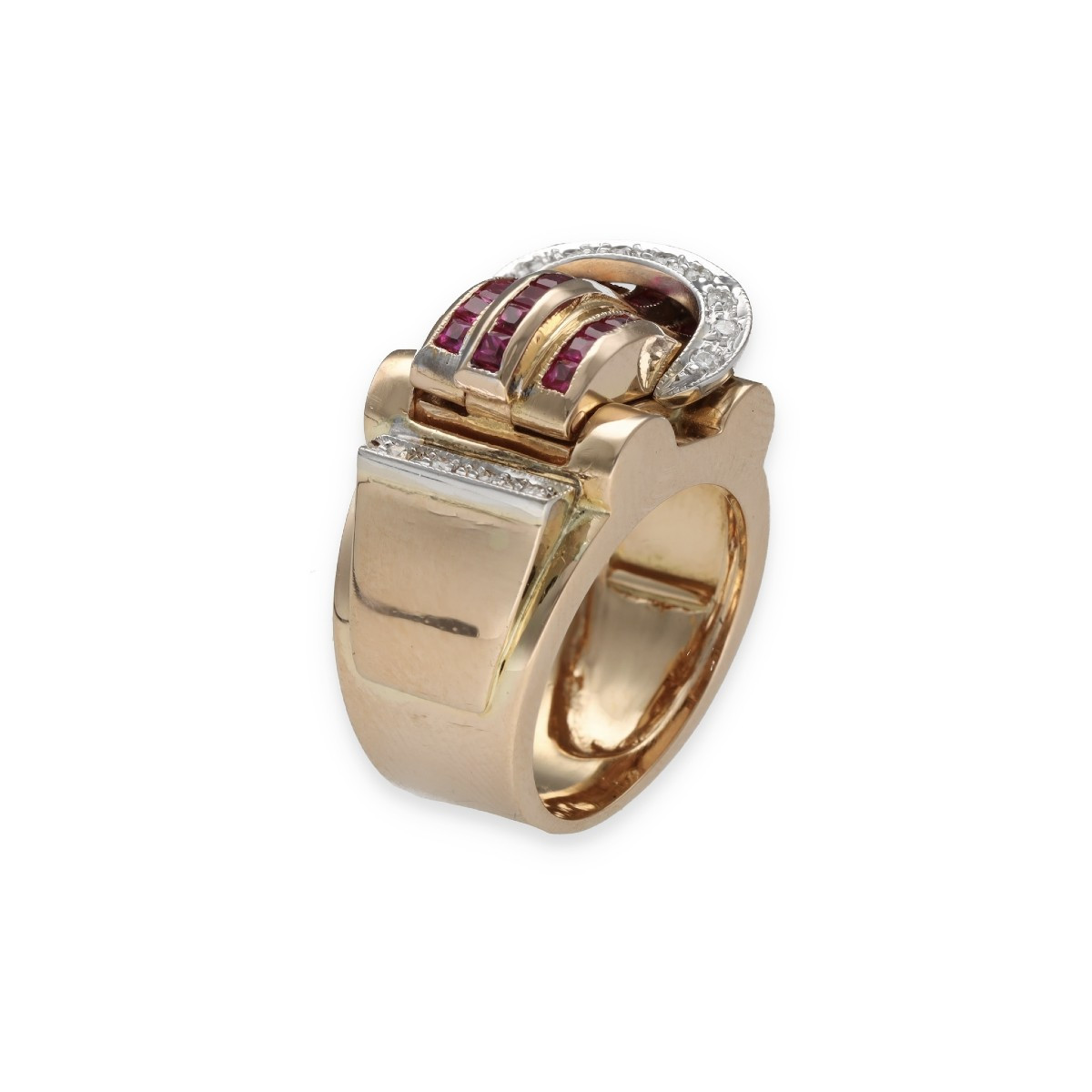 Bague Tank rubis et diamants