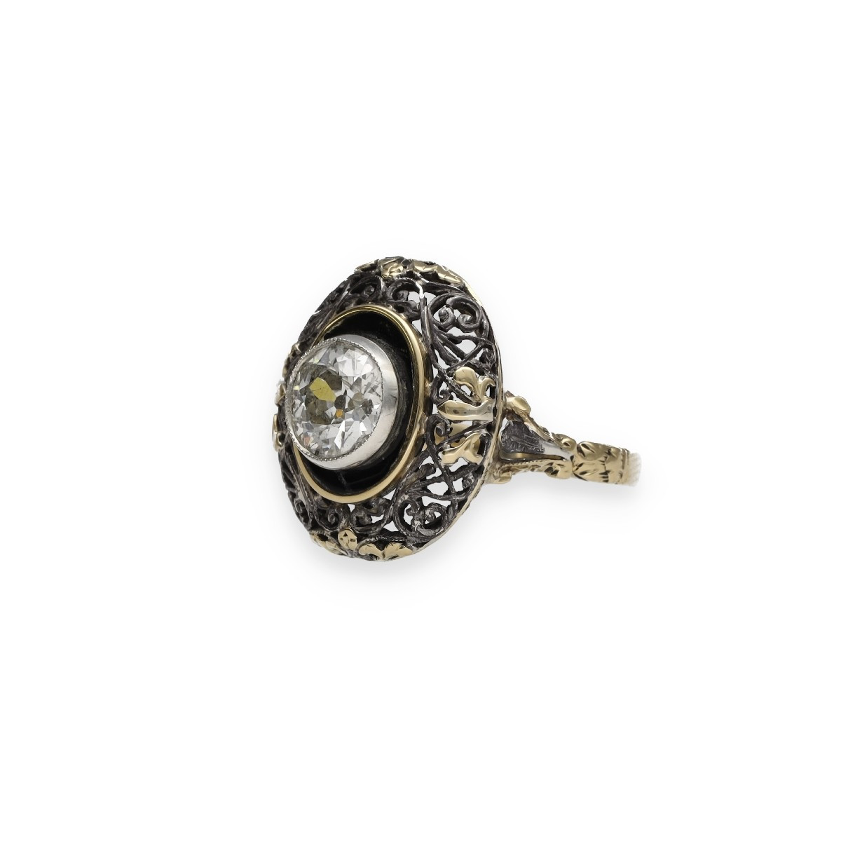 Rare 19th Century Ring Set With A 1.7 Carat Diamond
