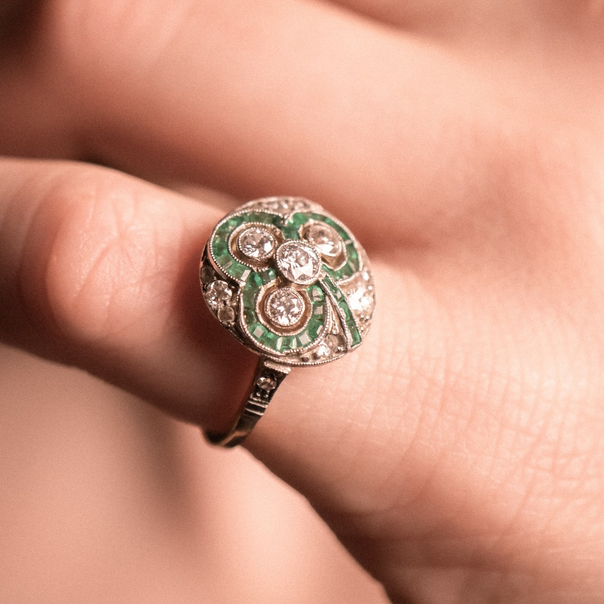 Art Deco Diamond And Emerald Ring-photo-1