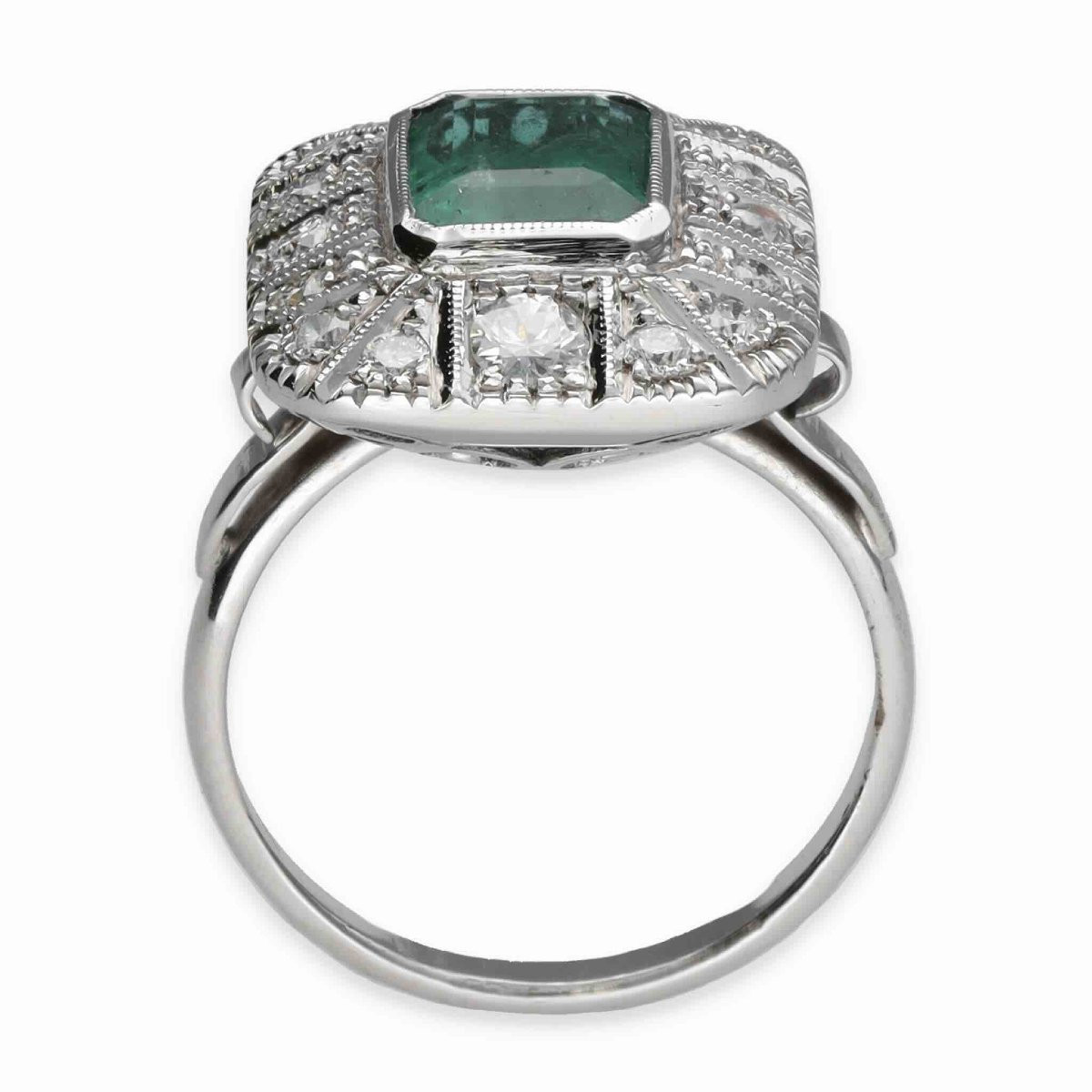 Bague diamants émeraude de 1,5 carat-photo-2