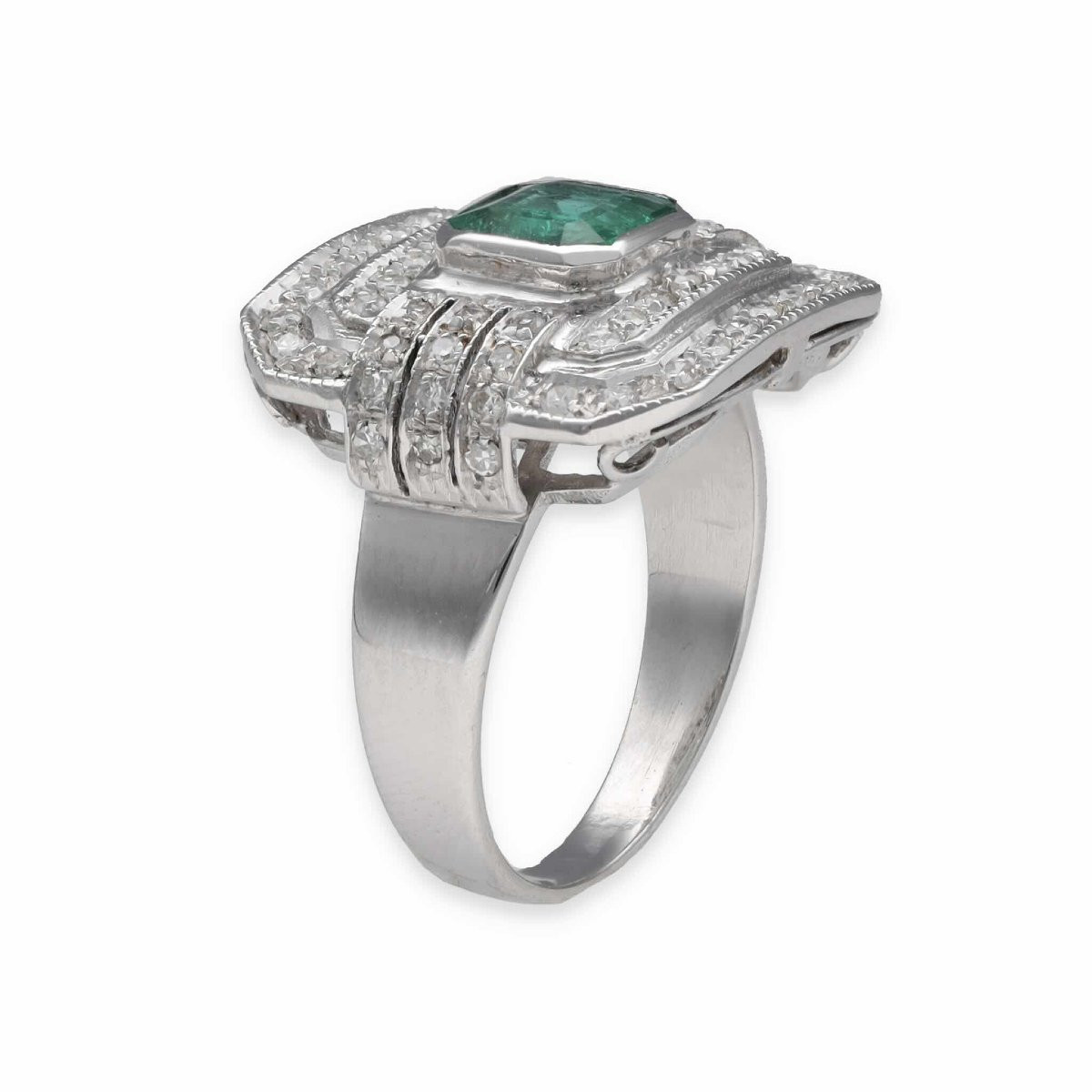 Bague émeraude et diamants en or 18k-photo-2