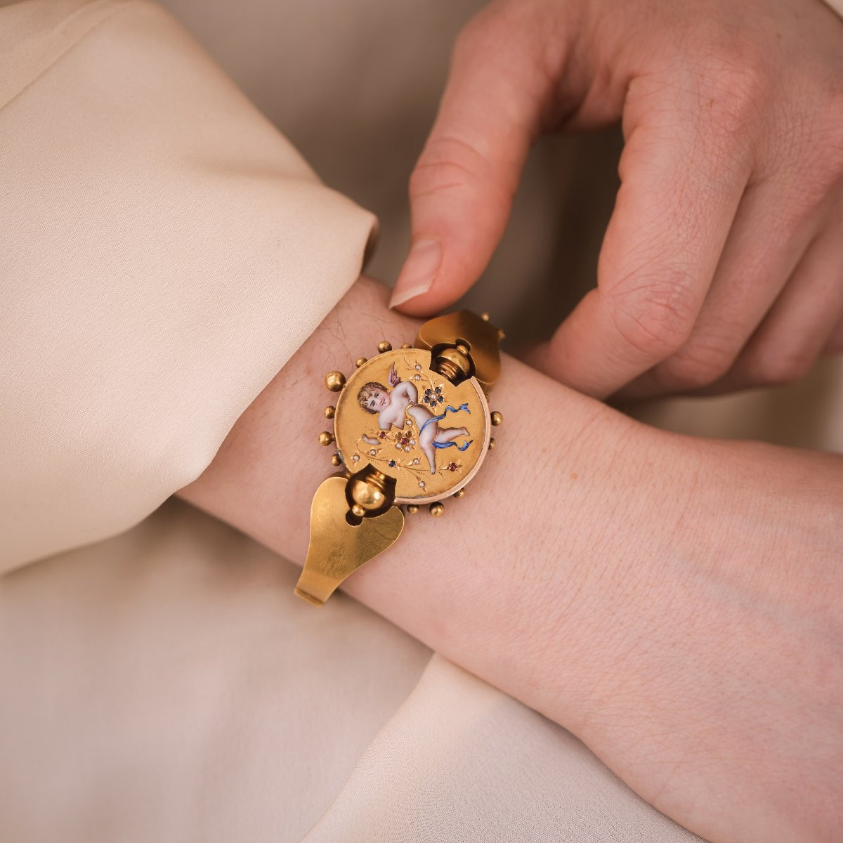 19th Century Florentine Set Of Bracelet And Earrings-photo-4