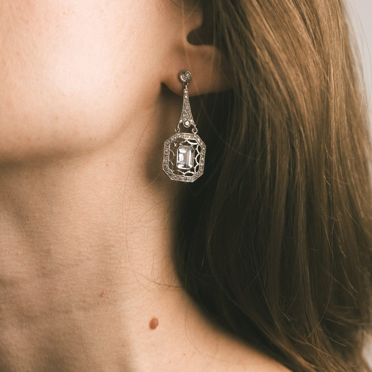  Boucles d’oreilles diamants et aigues marines-photo-2