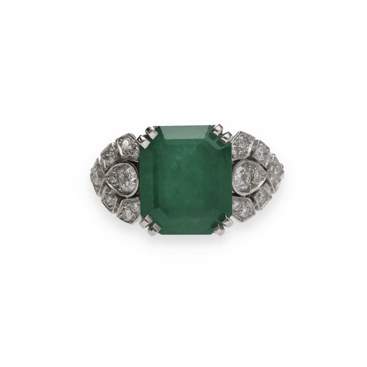  Bague émeraude diamants en platine-photo-3