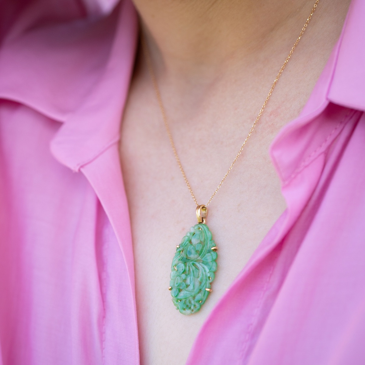  Collier pendentif jade et or-photo-3