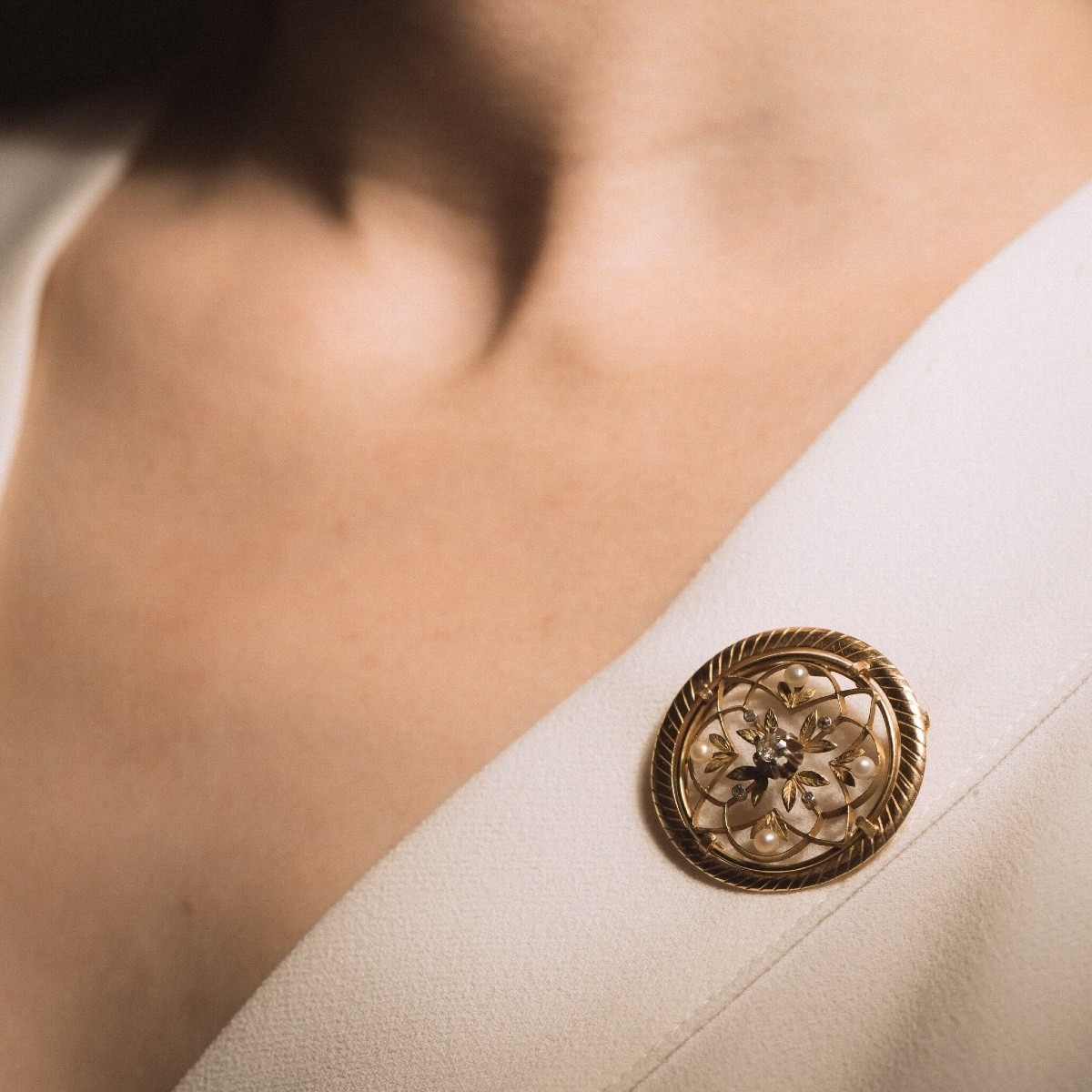  Brooch From 1900 With Fine Pearls And Diamonds-photo-2