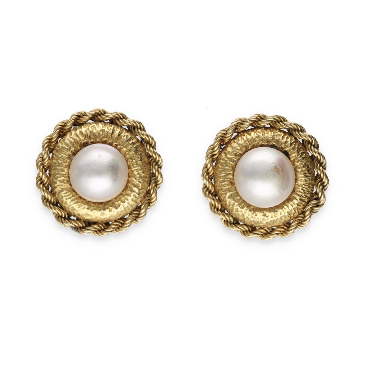 Gold And Pearl Clip-on Earrings-photo-2