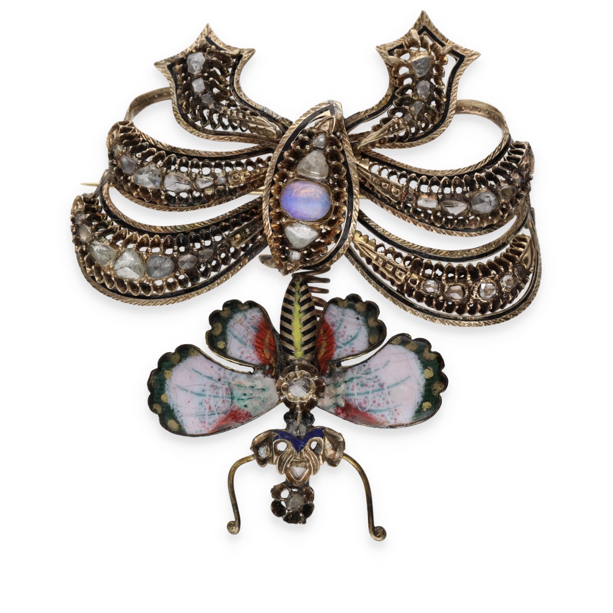  19th Century Butterfly Trembler Brooch-photo-2