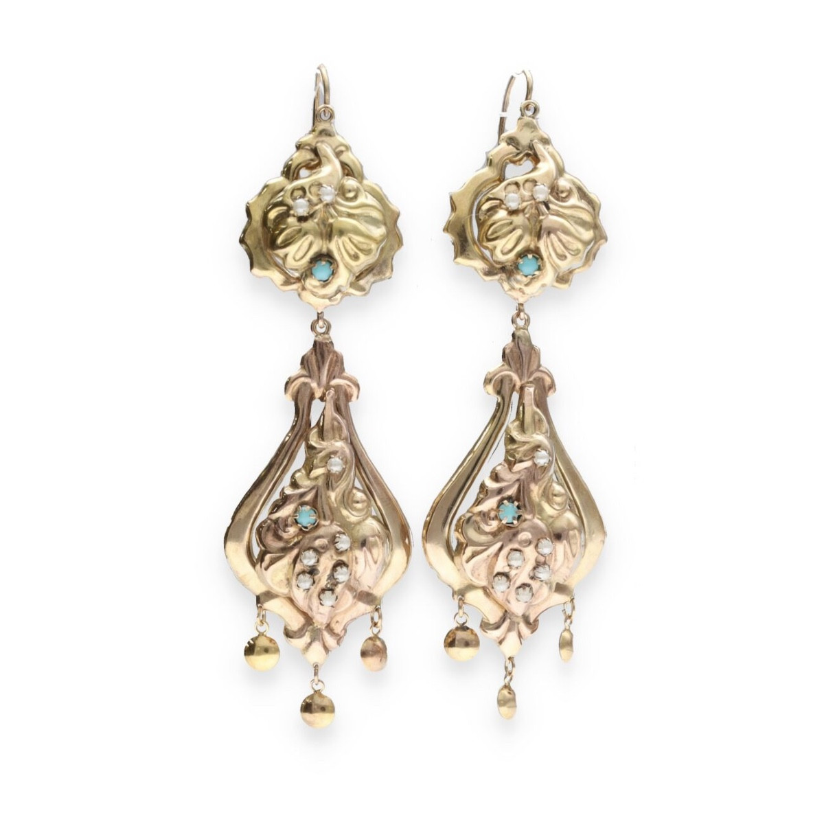  Neapolitan Pearl And Turquoise Earrings