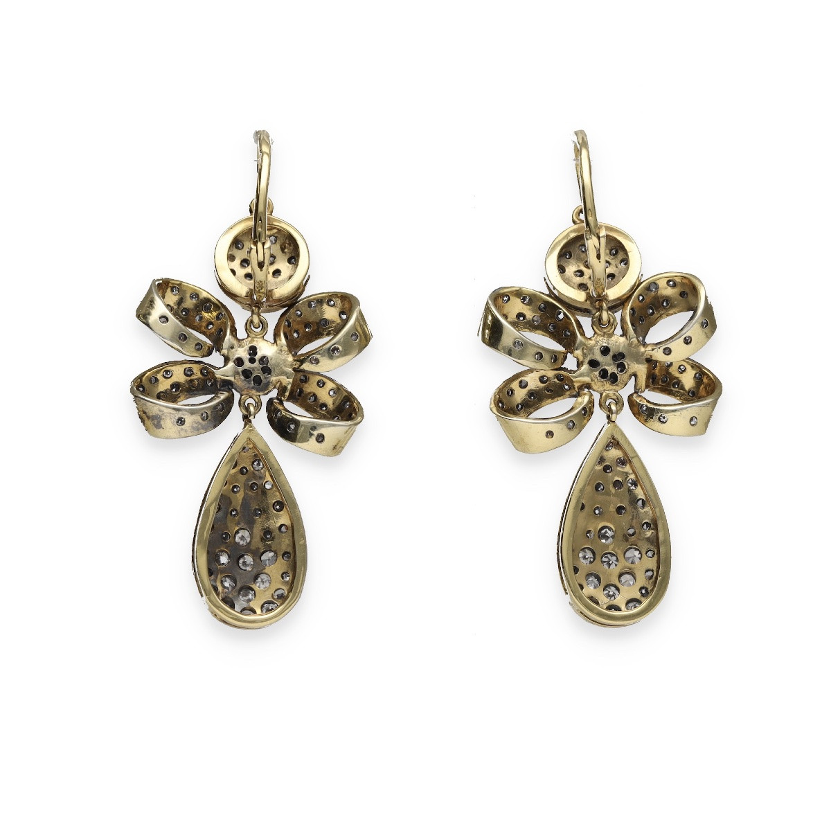  19th-century Style Earrings In Gold, Silver, And Diamonds-photo-3