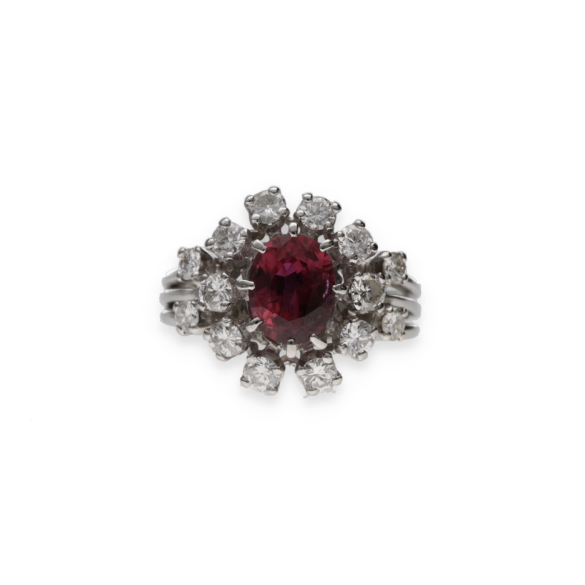 Bague rubis diamants en or blanc-photo-3