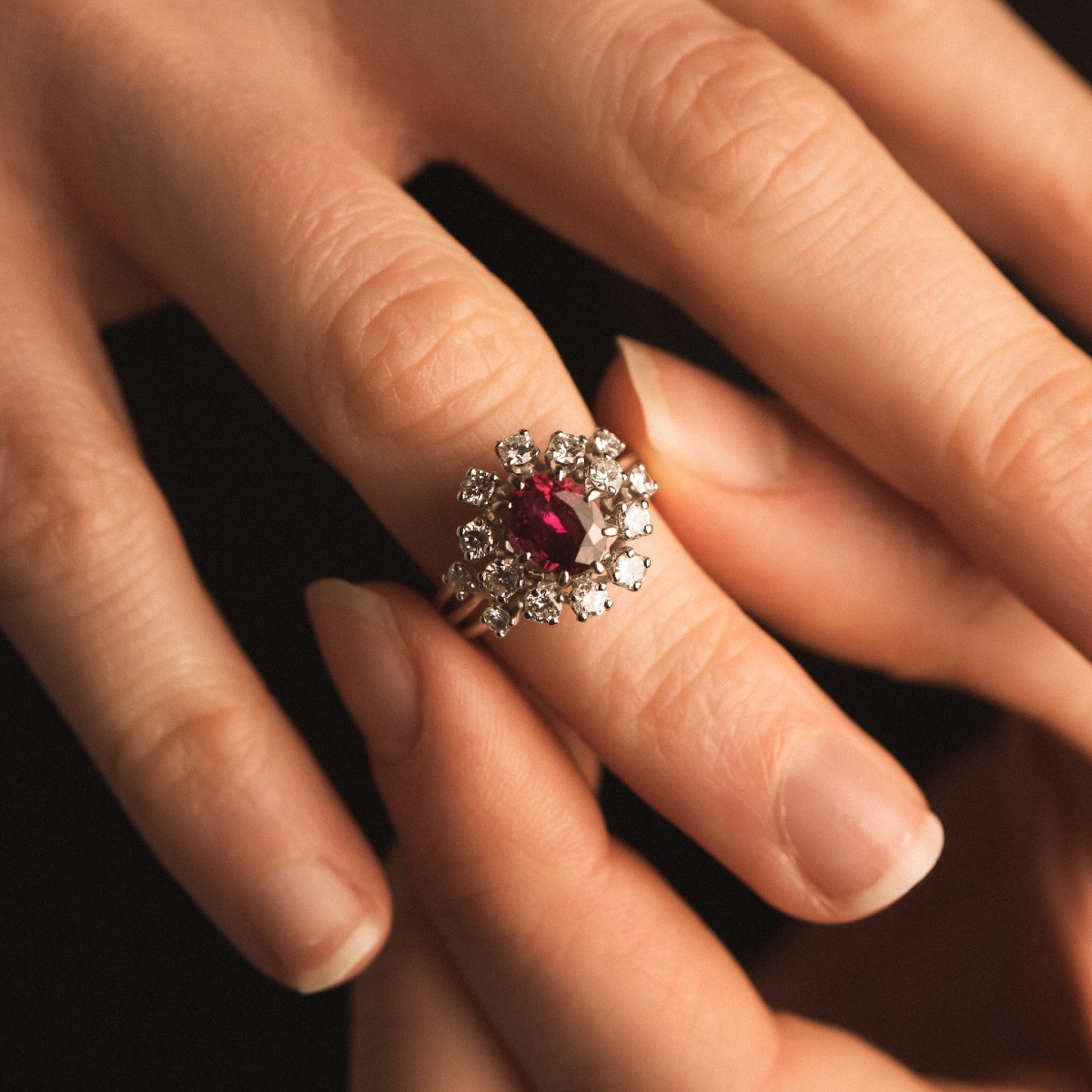 Ruby And Diamond Ring In White Gold