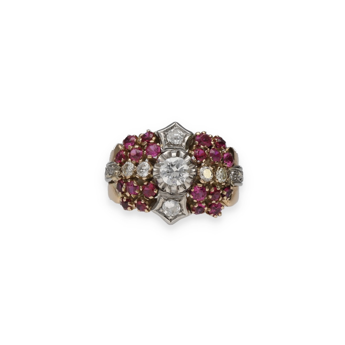  Bague rubis diamants des années 50