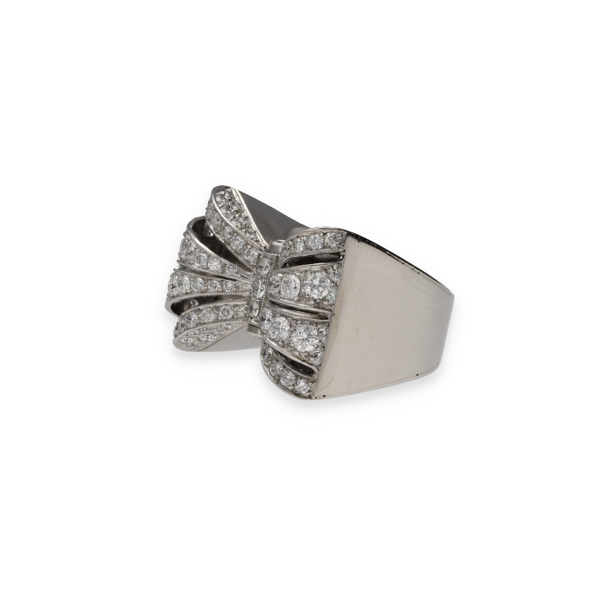  Bague noeud 1930 en or blanc et diamants-photo-3