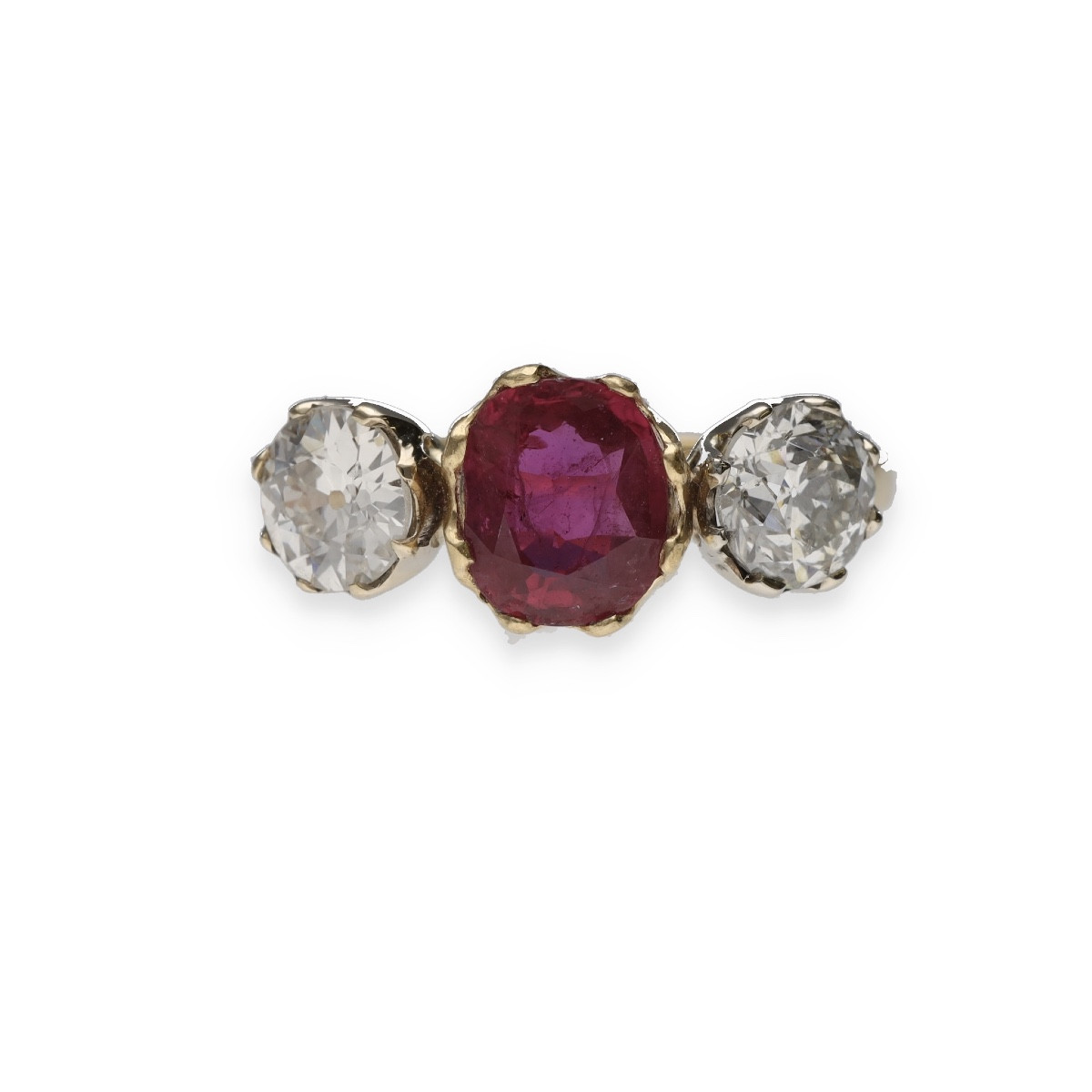  Bague trilogie diamants et rubis