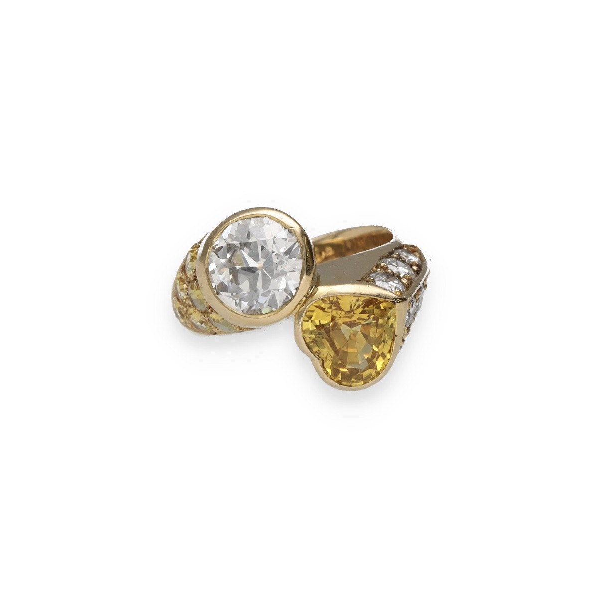  Toi Et Moi Ring With Diamonds And Yellow Sapphires-photo-2