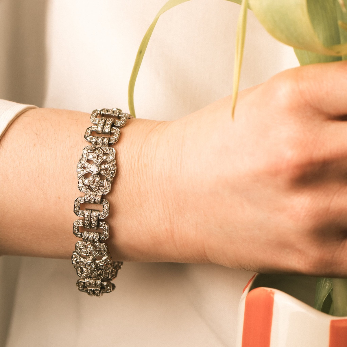  Bracelet Art Déco platine et diamants