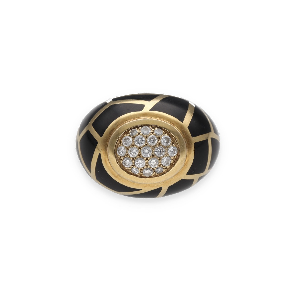 18k Gold Enamel And Diamond Ring-photo-2