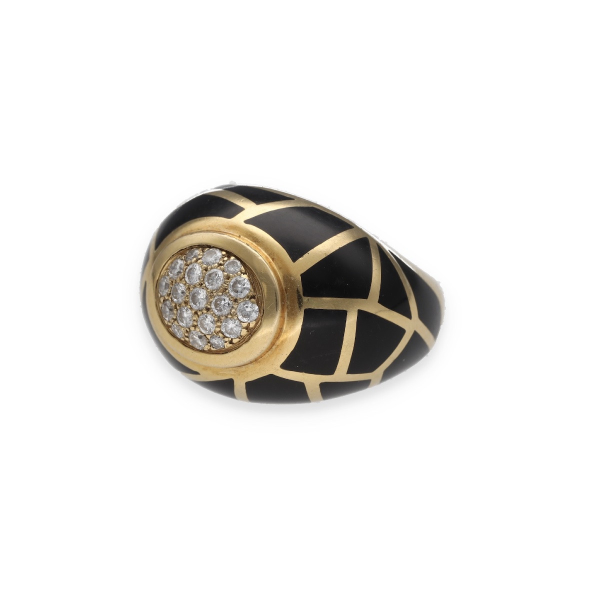 18k Gold Enamel And Diamond Ring-photo-3