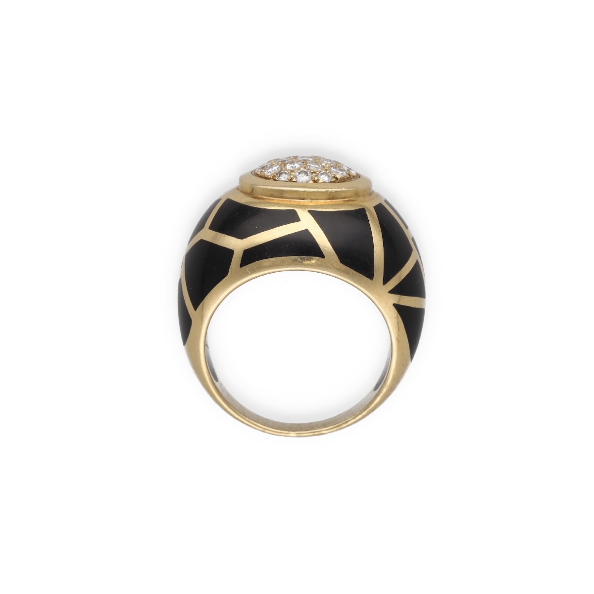 18k Gold Enamel And Diamond Ring-photo-4