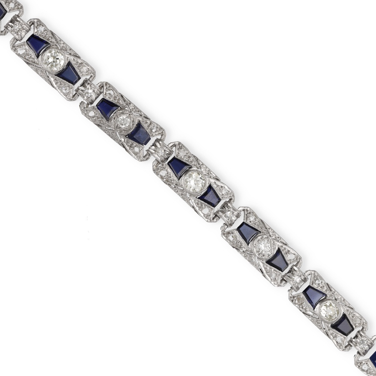 Art Deco Bracelet With Diamonds And Sapphires-photo-2