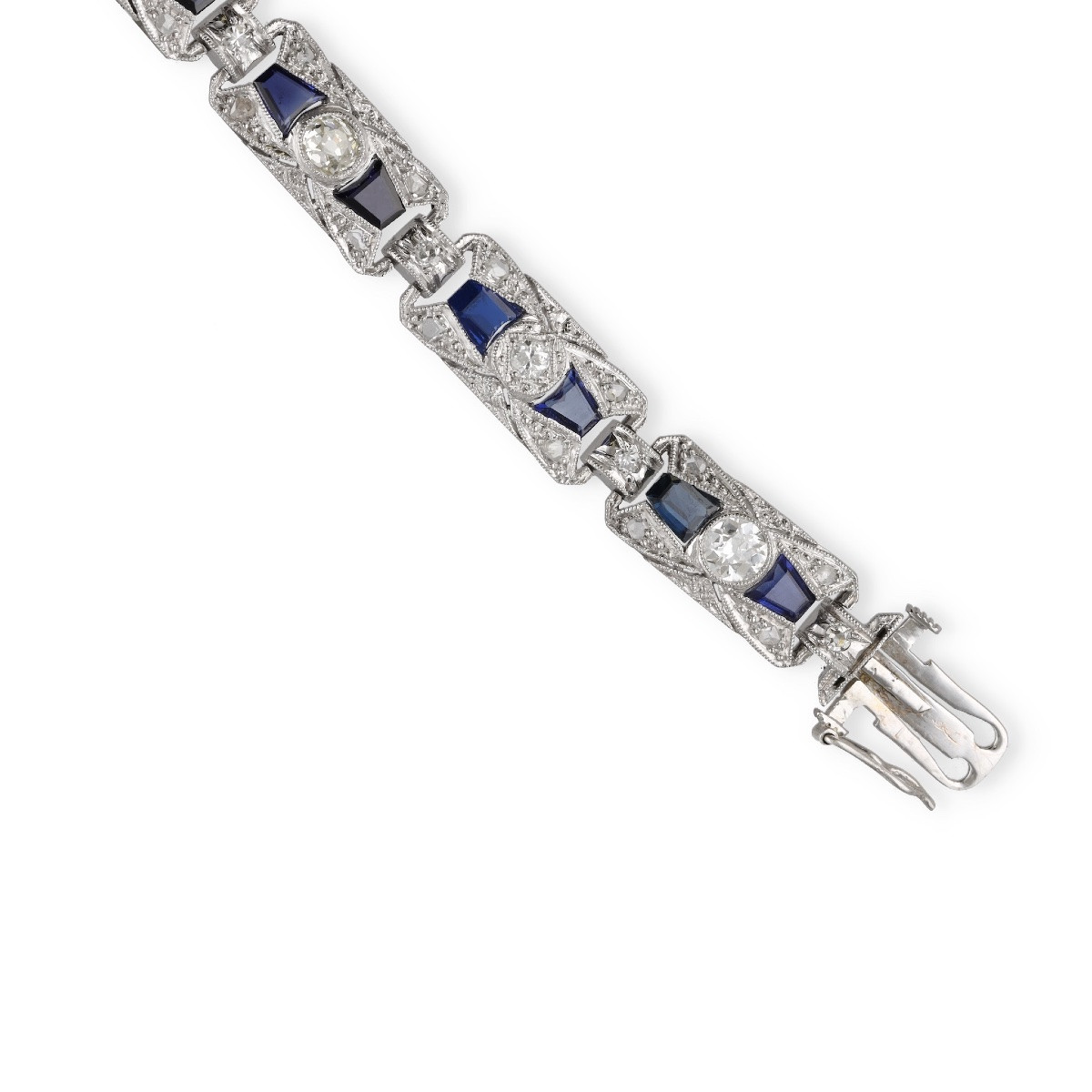 Art Deco Bracelet With Diamonds And Sapphires-photo-3