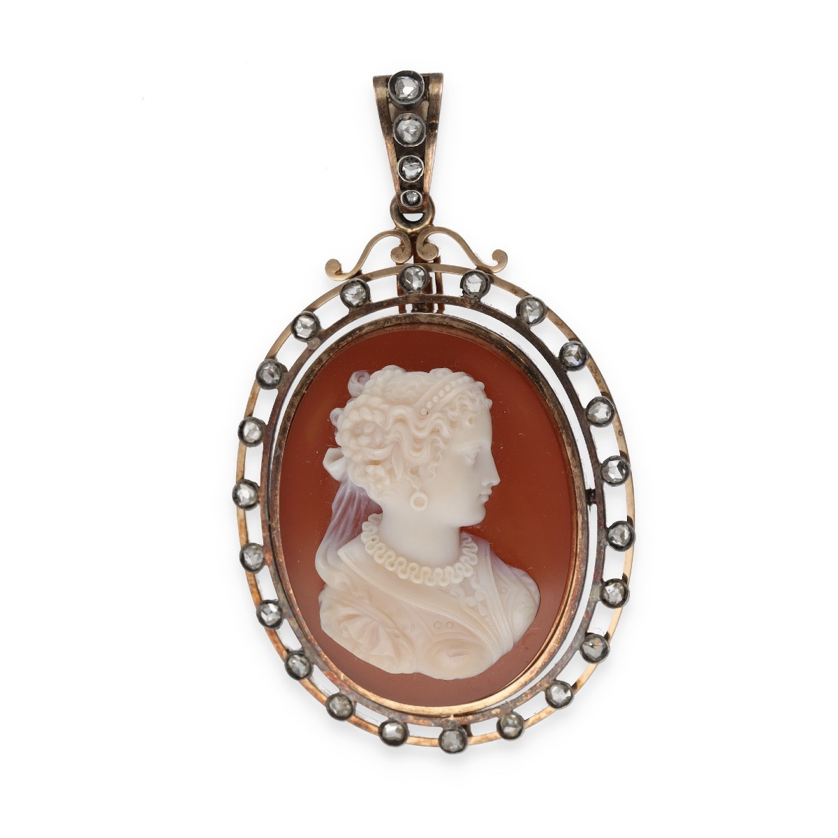  19th Century Cameo Brooch Pendant-photo-2