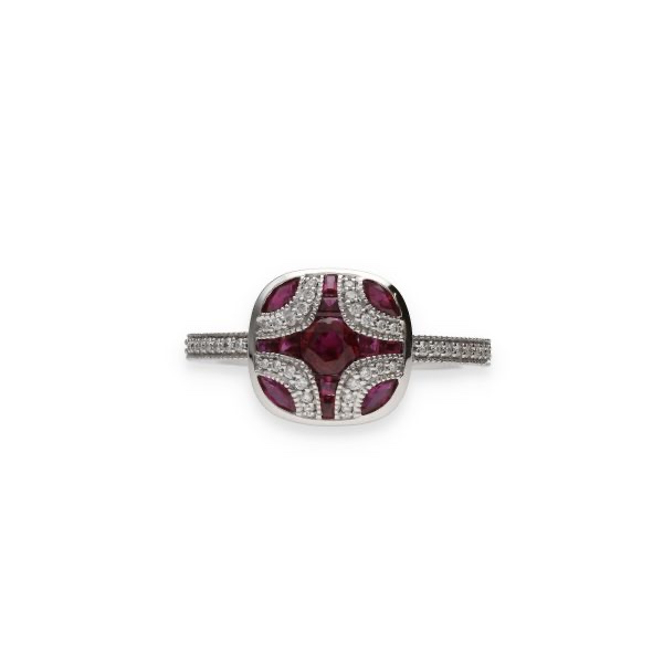  Bague rubis diamants en or blanc-photo-2