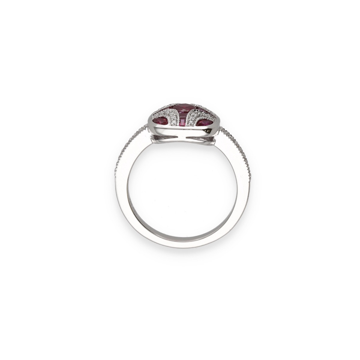  Bague rubis diamants en or blanc-photo-4