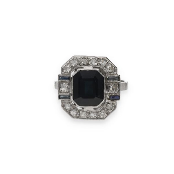 Bague Art Déco saphirs et diamants-photo-3