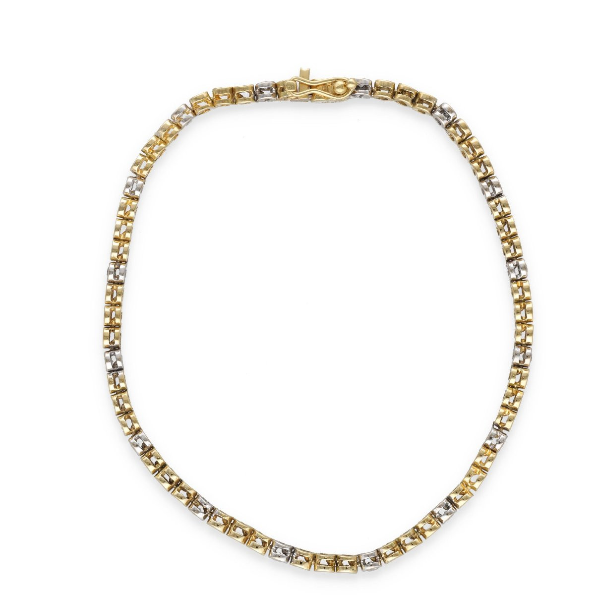 Yellow And White Gold Bracelet Set With 16 Diamonds-photo-4