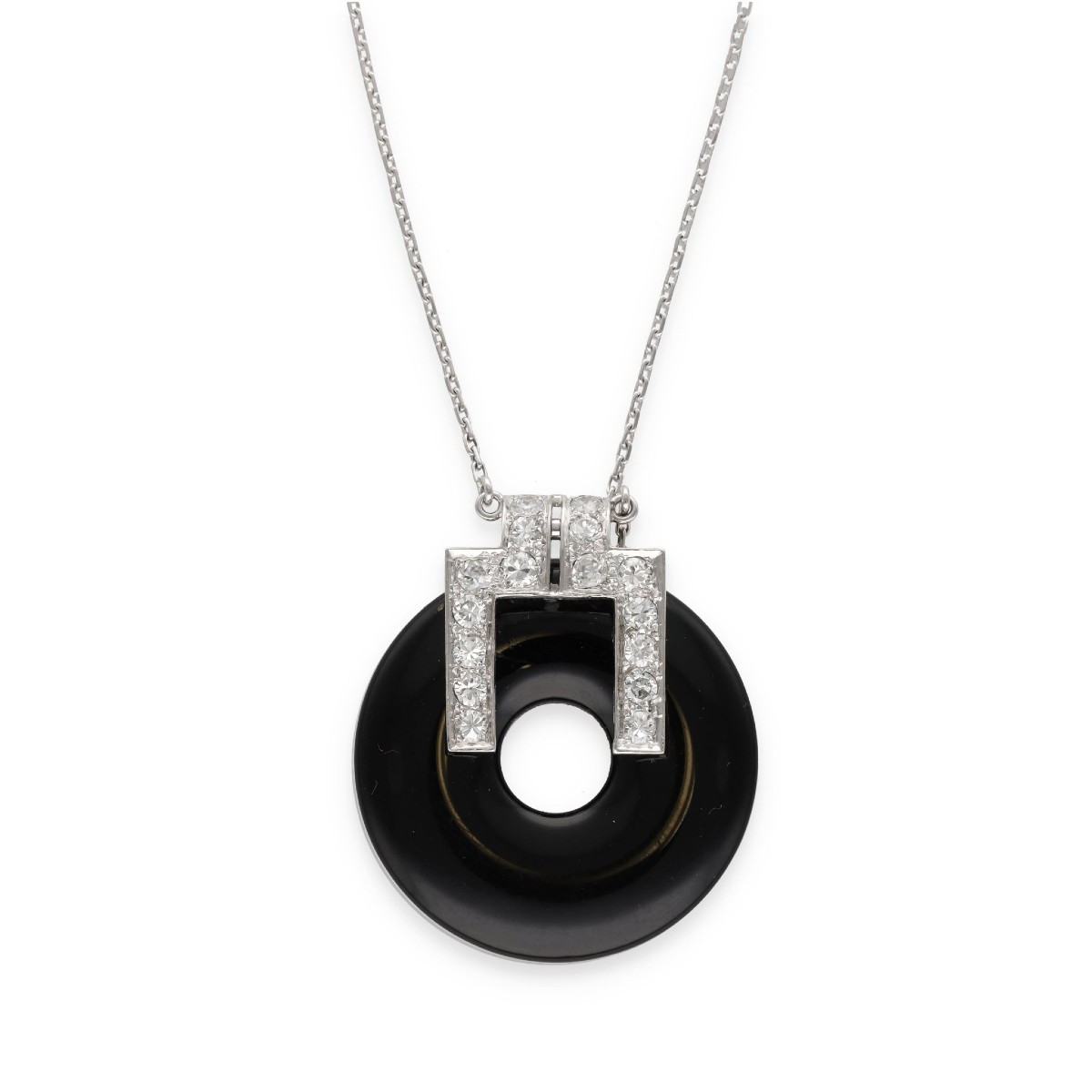 Collier Art Déco onyx et diamants