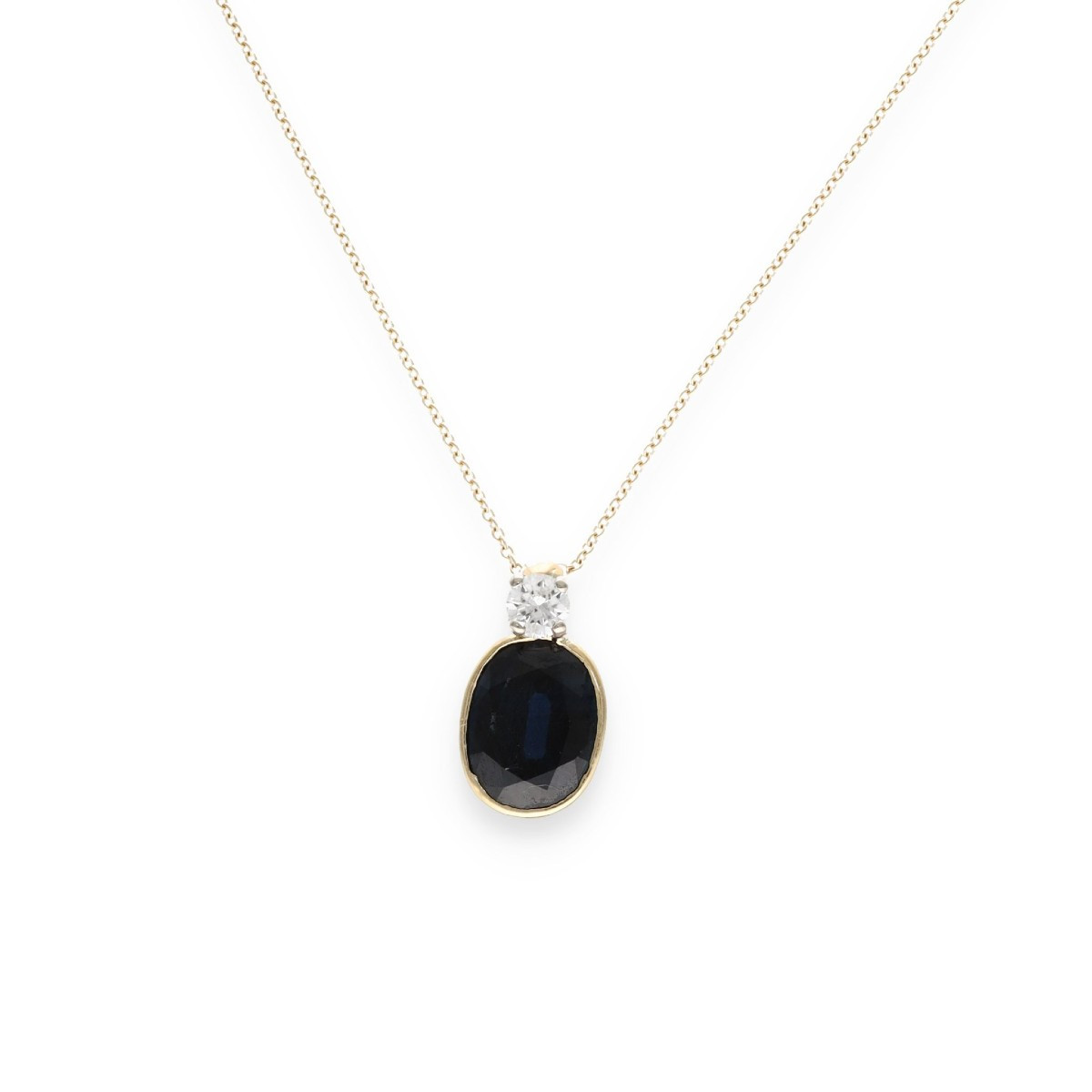 Sapphire And Diamond Pendant Necklace