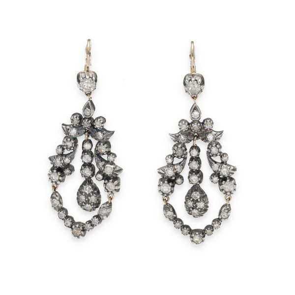 Boucles d’oreilles XIX ème en diamants-photo-2