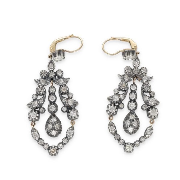Boucles d’oreilles XIX ème en diamants-photo-3