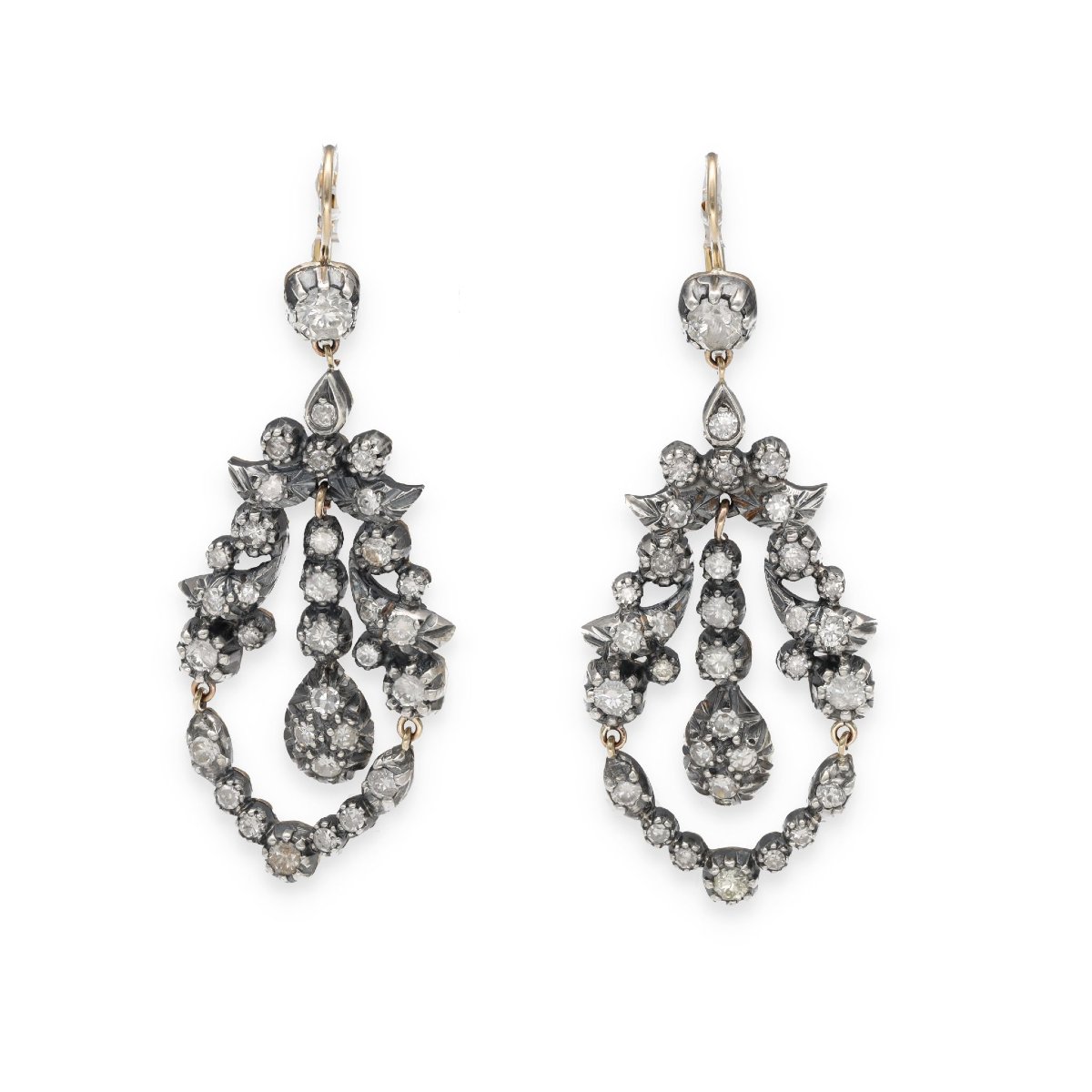 Boucles d’oreilles XIX ème en diamants